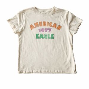 American Eagle Graphic Tee Cream XS 1977 Eagle Vintage Style